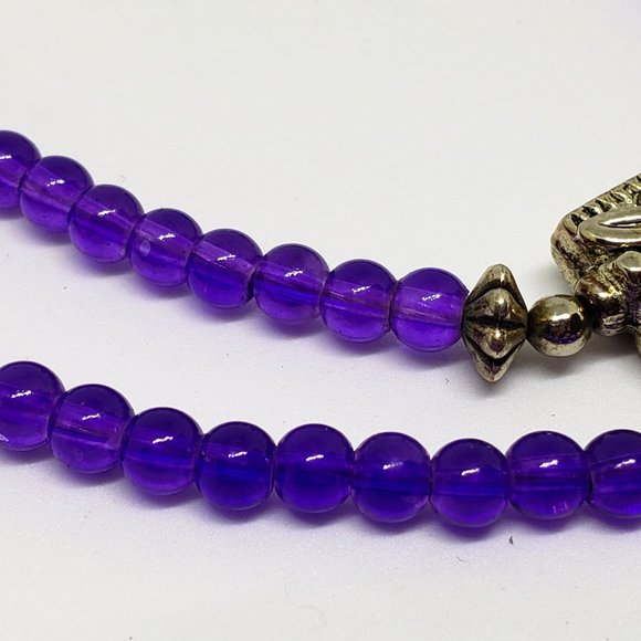 Sterling Silver Purple Bead Two Layer Dream Catcher Necklace Southwest Style - Picture 6 of 11